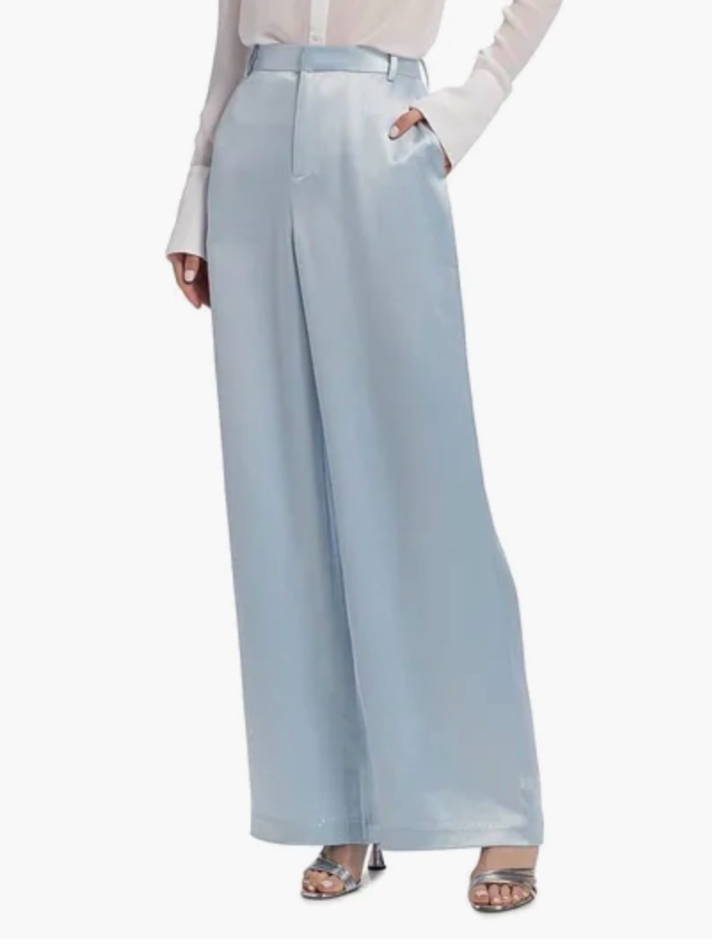 Nonchalant Label Esme Satin Pants Wide Leg Sky Blue Women's Size XS A